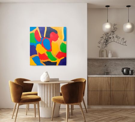 Akryl maleri Fundet farver af Steen Anker malet i 2026