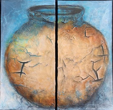 Blandede medier maleri Krukke 2 af Gudrun Anette Andersen malet i 2026