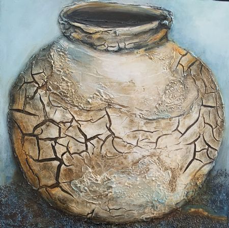 Blandede medier maleri Krukke 0 af Gudrun Anette Andersen malet i 2026