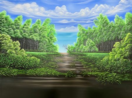 Akryl maleri Livets flow af Nanett Niby malet i 2025