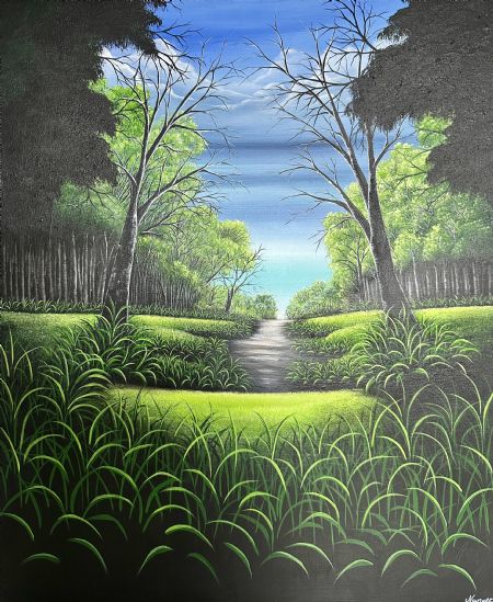 Akryl maleri lightning af Nanett Niby malet i 2026