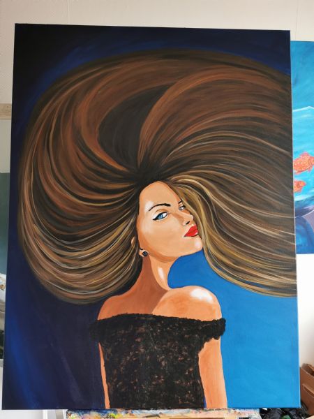 Akryl maleri Turn around af Jeannette Pia Pallesgaard Pedersen   tlf 28123718  malet i 2024