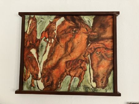 Olie maleri Flokken (1) af Ole Vinther malet i 2004