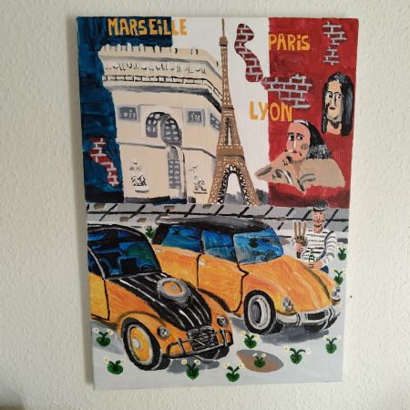 Akryl maleri Paris af Jesper Orbesen malet i 2025