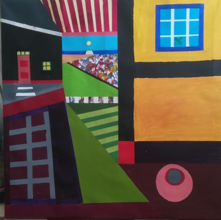 Akryl maleri Nr. 2457  PORT (2026) af Søren Kent malet i 2026