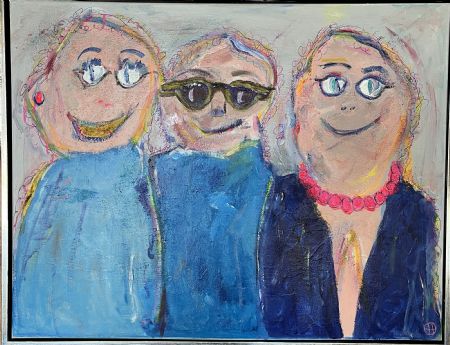 Akryl maleri En glad dreng - og så de 2 andre af Helle Olesen malet i 2025