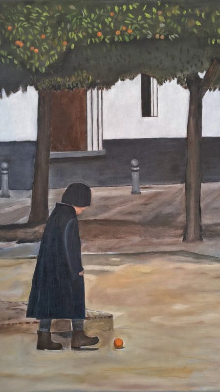 Olie maleri En plads i Sevilla af Marianne Laursen malet i 2026