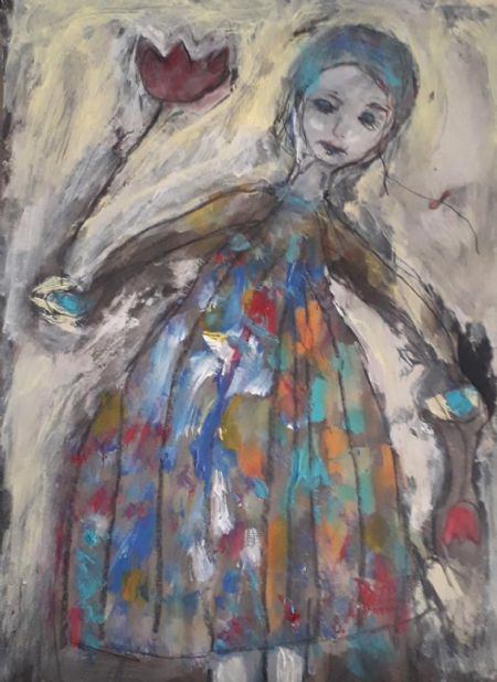 Akryl maleri Happy day af Lili Hollesen malet i 2026