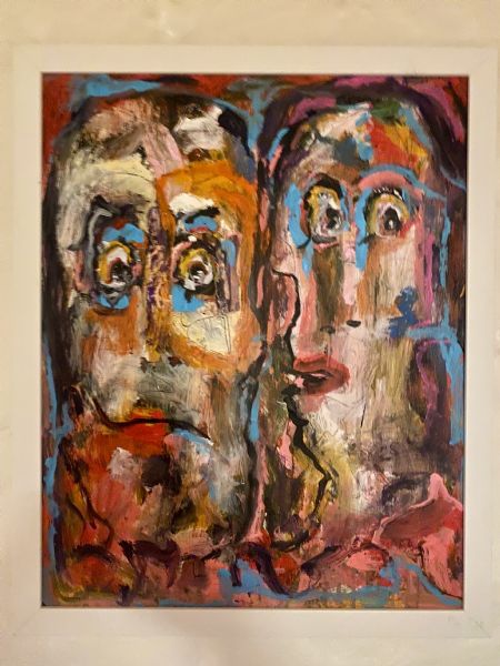 Akryl maleri Så der kaffe skat. af Henrik Diget Thomsen malet i 2025