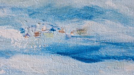 Akryl maleri 'Grønlandskyst no 1' af Aase Lind malet i 