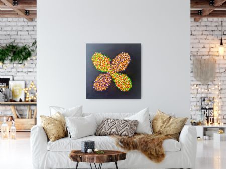 Akryl maleri Kosmiske Øer af Steen Anker malet i 2026