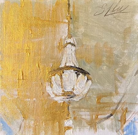 Akryl maleri Lysekrone fra Christiansborg af Smilla Waast malet i 2025