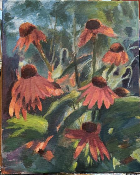 Akryl maleri Solhat af helene Schoubye malet i 2025