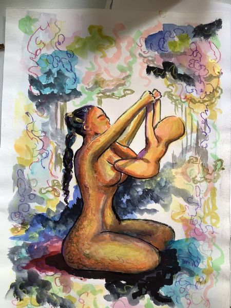 Blandede medier maleri Safety af Nicole Forup malet i 2026