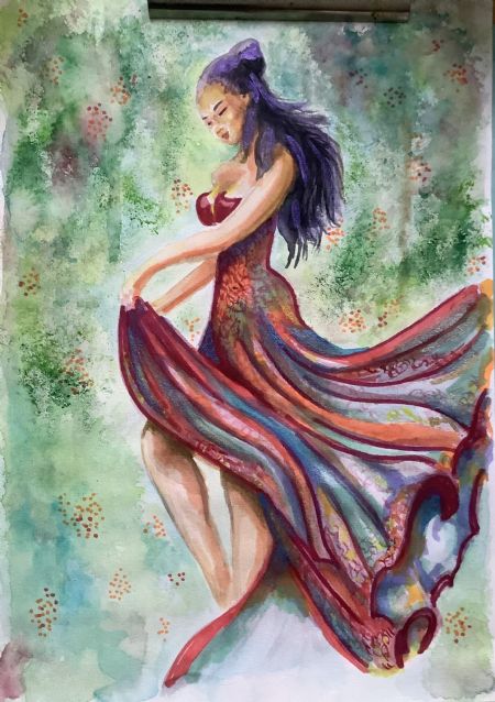 Blandede medier maleri Dressing up af Nicole Forup malet i 2025