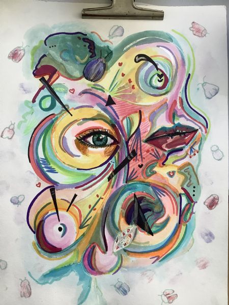 Blandede medier maleri Dream vortex af Nicole Forup malet i 2023