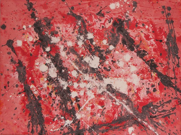 Akryl maleri Magic Red af Henning Larsen malet i 2010