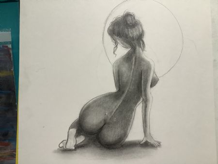 Kul maleri Under the moon af Nicole Forup malet i 2026