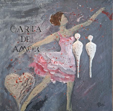 Akryl maleri lyserød ballerina af Inge Toft malet i 2026