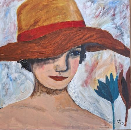 Akryl maleri damen af Inge Toft malet i 2026