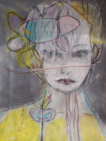 Blandede medier maleri Crossed out af Lili Hollesen malet i 