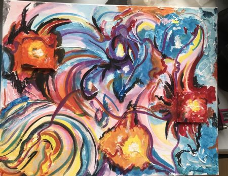 Akryl maleri Fireblaze af Nicole Forup malet i 2021
