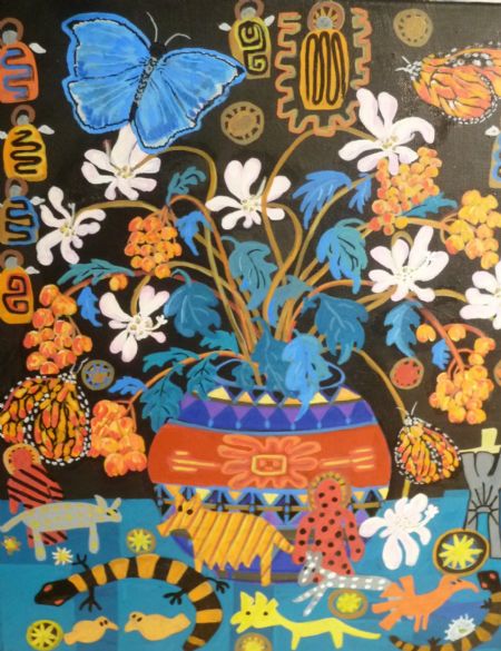 Akryl maleri Peru har meget at byde af Hanni Rossenell malet i 2026