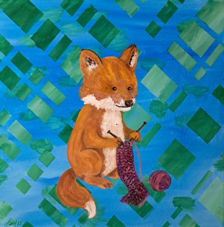 Blandede medier maleri Stille hygge af Christina Lind malet i 2025