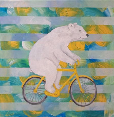 Blandede medier maleri Ud i livet af Christina Lind malet i 2025