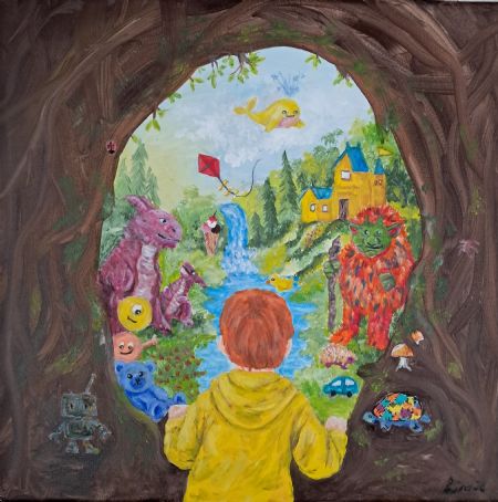 Olie maleri Den magiske skov af Christina Lind malet i 2026