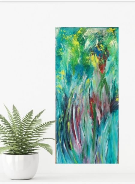 Akryl maleri Abstrakt 90*40 cm af Linda Rubinke malet i 2026