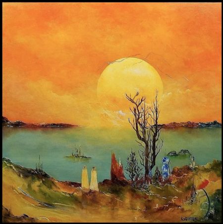 Akryl maleri Eftertænksomhed og drømme af Atelier Olsson - Kurt Olsson malet i 2025