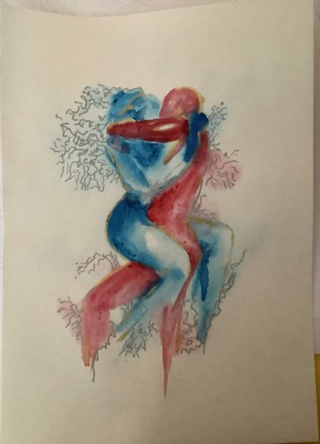 Akvarel maleri Fusion af Nicole Forup malet i 2025