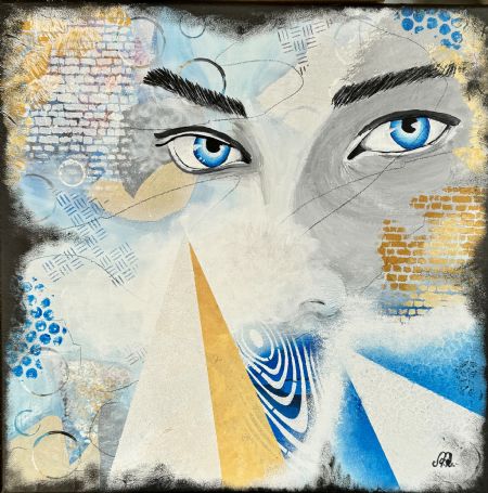 Akryl maleri Blue eyes af Alexia Røper malet i 2026