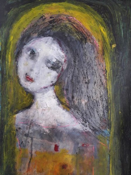 Akryl maleri Madonna mydonna af Lili Hollesen malet i 2026