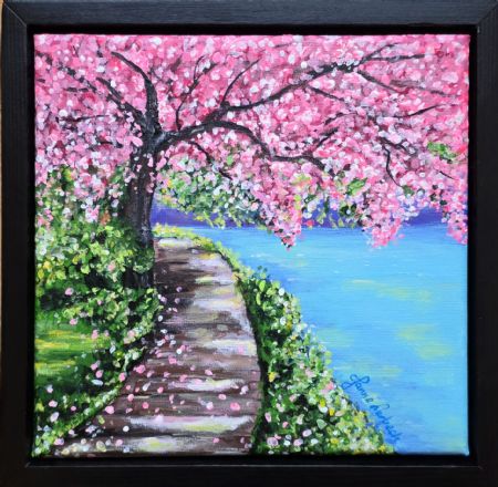 Akryl maleri Feels like spring af Janne Lerbech malet i 