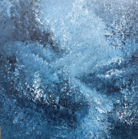 Akryl maleri Under the moonlight in late March. af Anette Thorup Hansen (ATH) malet i 2026