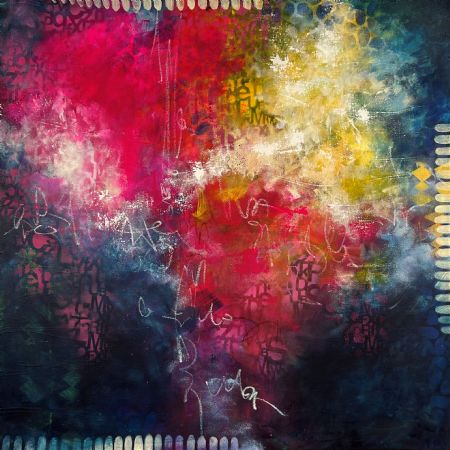 Akryl maleri Pink skrift af Eva Vig malet i 2026