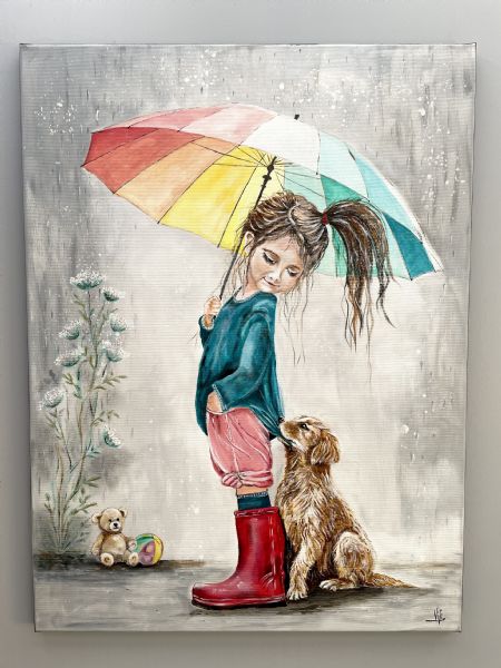 Akryl maleri Det vigtigste er her af Vibeke Findshøj malet i 2026