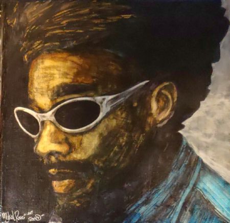 Akryl maleri Mykal Rose portræt af Rune Laursen malet i 2011