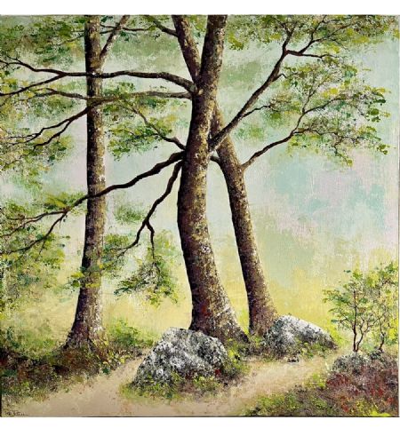 Akryl maleri Danse i dis af Puk Josefine Krusenstjerna-Hafstrøm malet i 2023