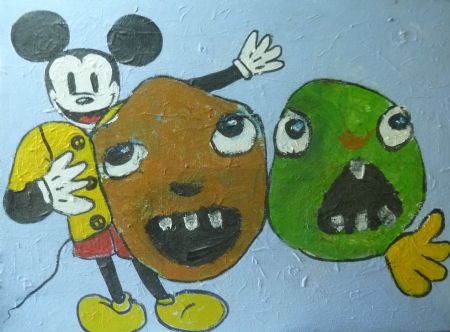 Akryl maleri Skrigebørn af Hanni Rossenell malet i 2019