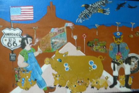 Akryl maleri Route 66 af Hanni Rossenell malet i 2019