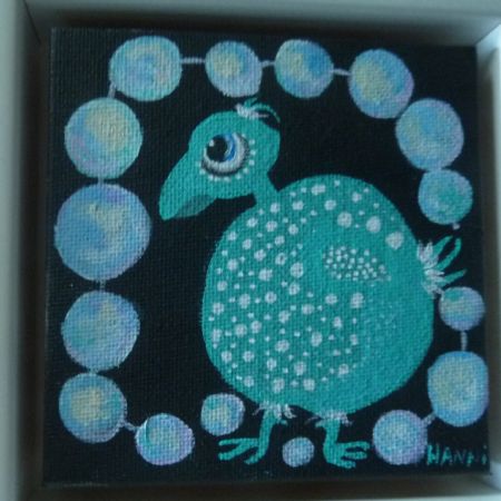 Akryl maleri Perlehøne af Hanni Rossenell malet i 2020