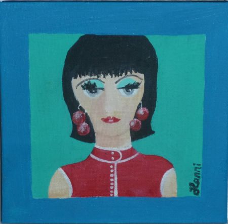 Akryl maleri Sommer kvinde af Hanni Rossenell malet i 2020