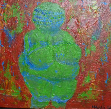 Akryl maleri Venus fra Willendorf af Hanni Rossenell malet i 2012