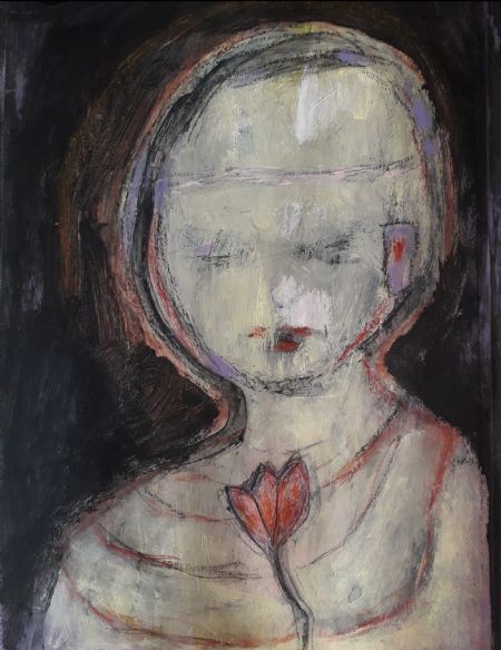 Akryl maleri Tulips do not talk af Lili Hollesen malet i 