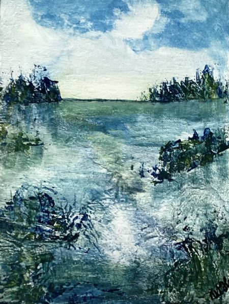 Akryl maleri Abstrakt landskab af Winnie Huniche malet i 2026