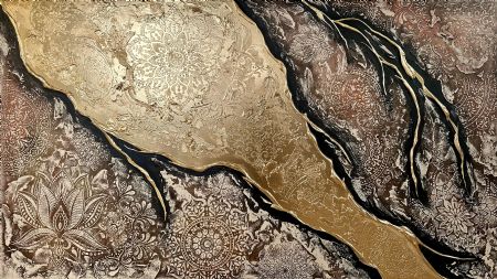 Blandede medier maleri Golden Earth 00226 af Nanett Niby malet i 2026