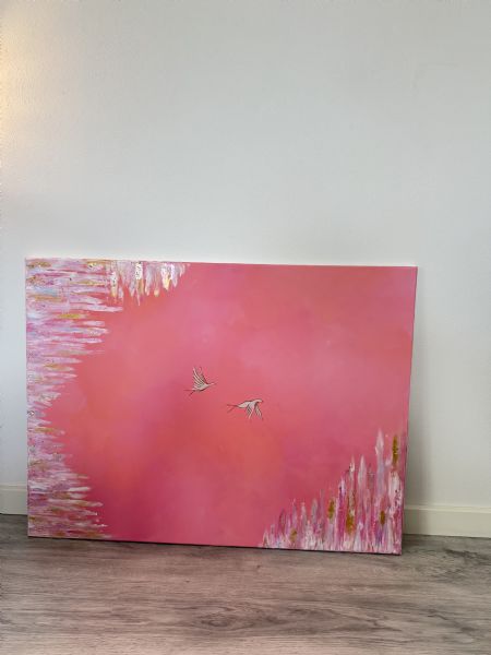 Akryl maleri Drømmeflugt af Ida Ajander malet i 2026